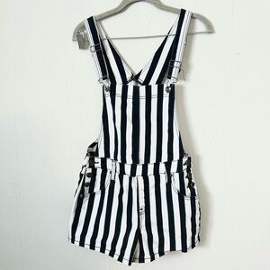 blackheart sm striped overall shorts